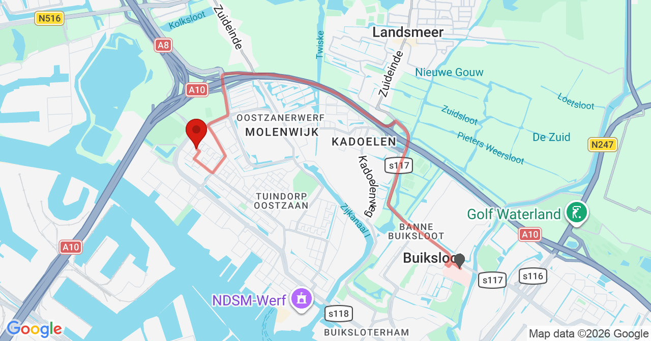 Kaart van het incident in Amsterdam met berekende routes vanaf gealarmeerde posten