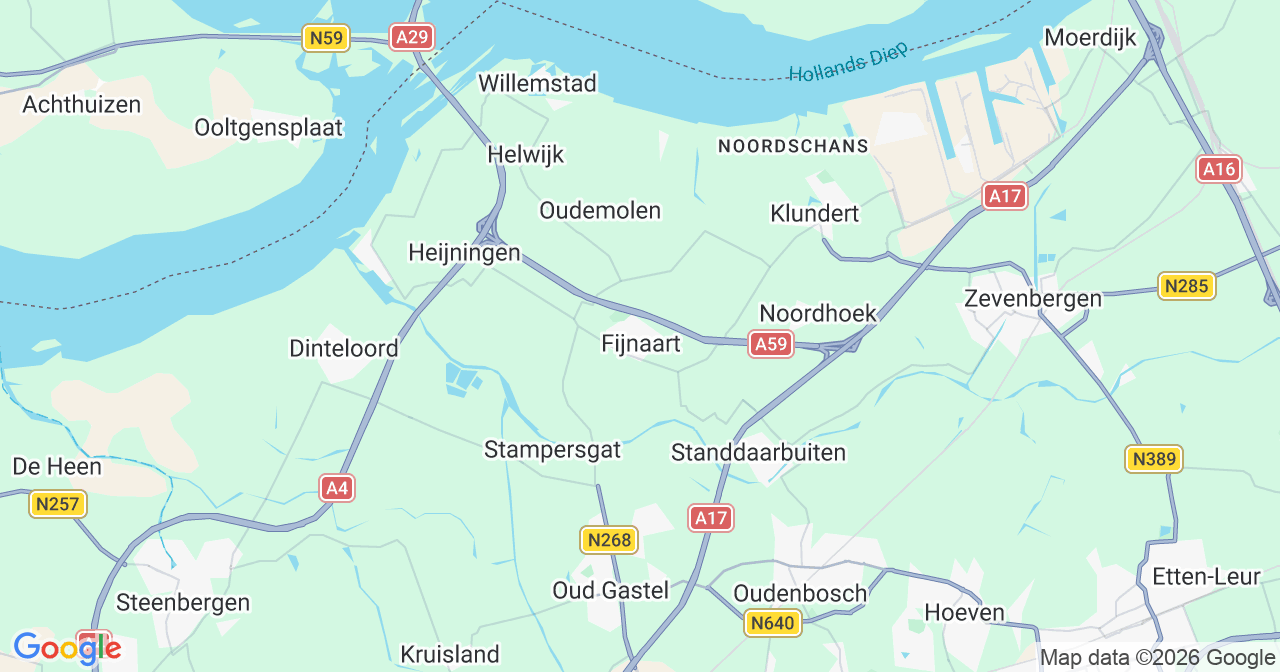 Kaart van het incident in Fijnaart met berekende routes vanaf gealarmeerde posten