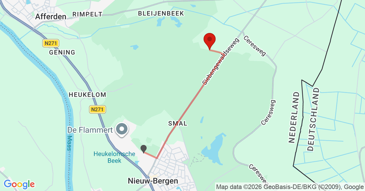 Kaart van het incident in Bergen L met berekende routes vanaf gealarmeerde posten