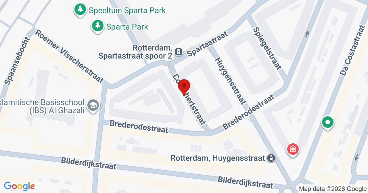 Kaart van het incident in Rotterdam met berekende routes vanaf gealarmeerde posten