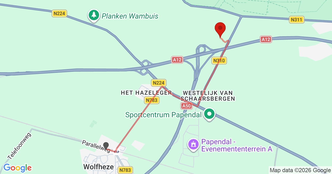 Kaart van het incident in Arnhem met de aanrijroutes van de gealarmeerde eenheden