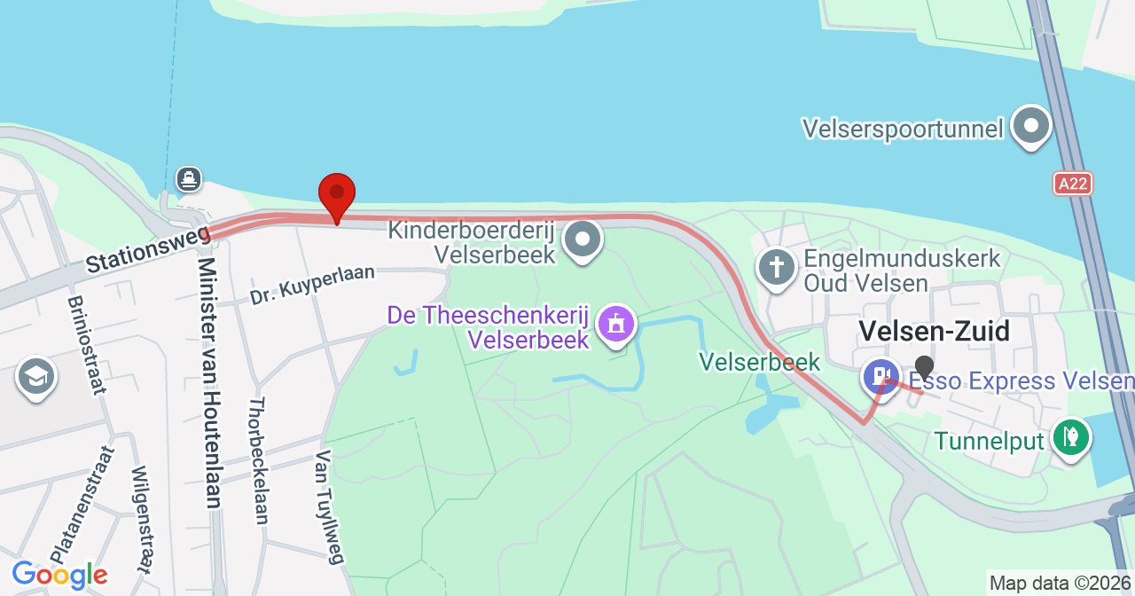 Kaart van het incident in Velsen-Zuid met de aanrijroutes van de gealarmeerde eenheden