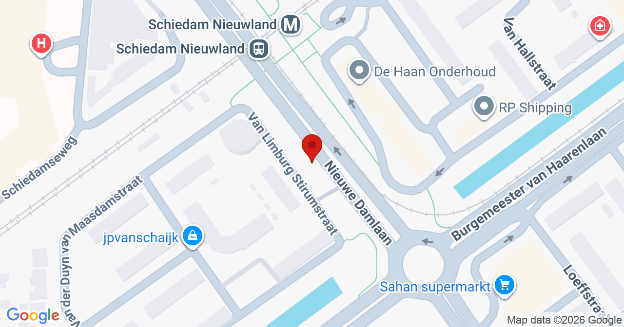 Kaart van het incident in Schiedam met berekende routes vanaf gealarmeerde posten