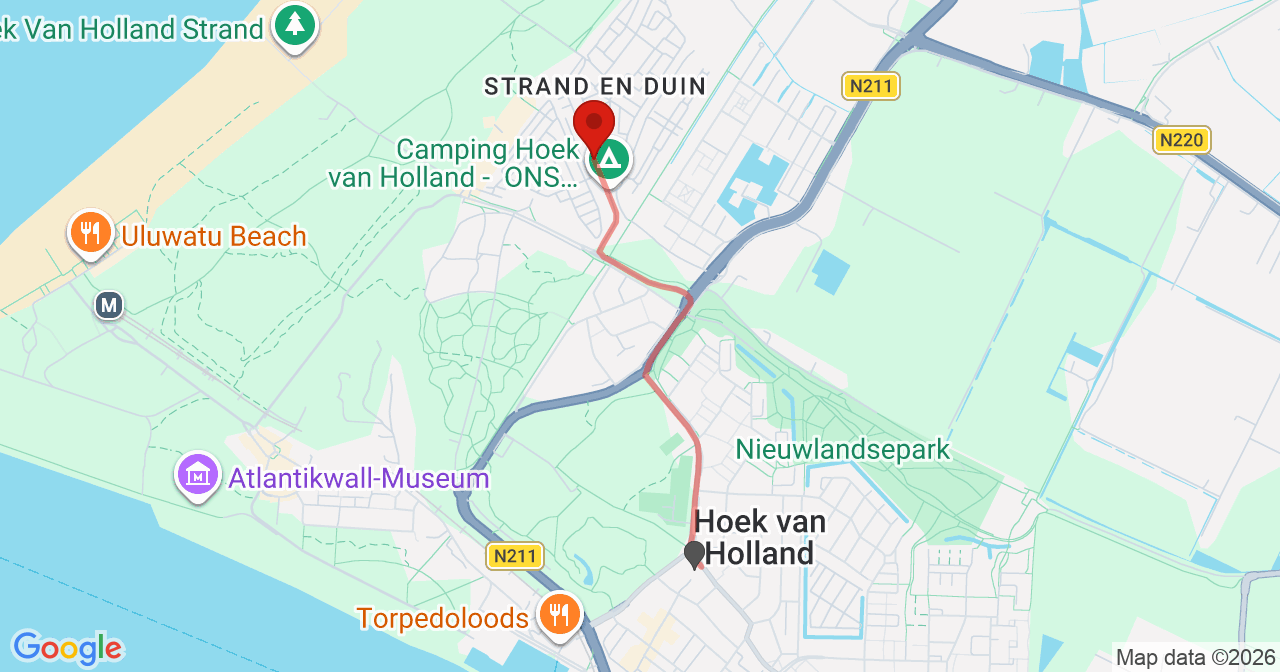 Kaart van het incident in Hoek met de aanrijroutes van de gealarmeerde eenheden