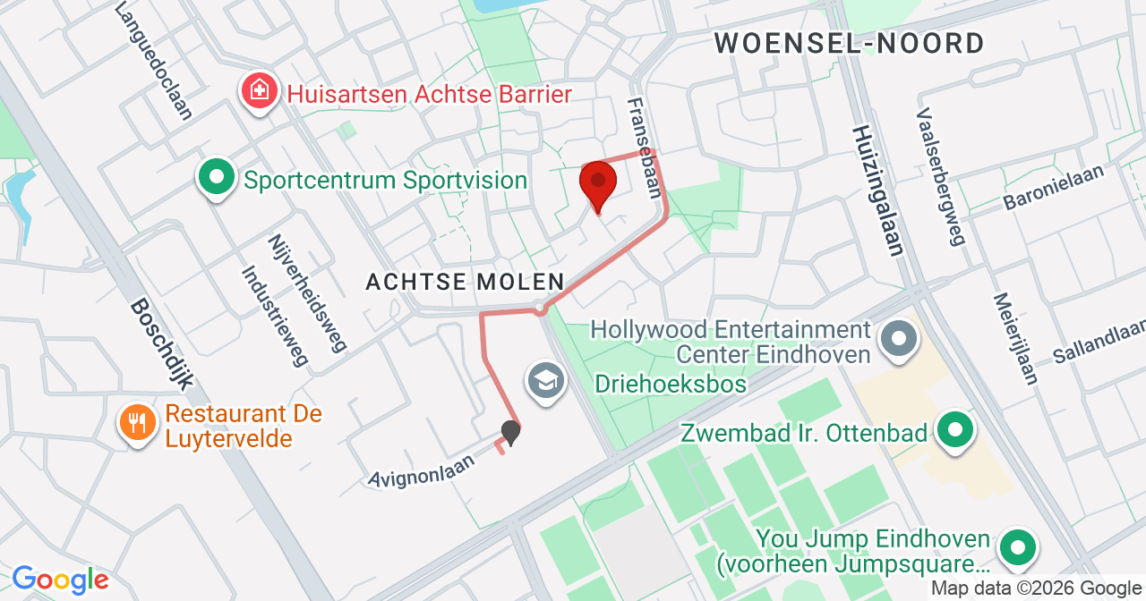 Kaart van het incident in Eindhoven met berekende routes vanaf gealarmeerde posten