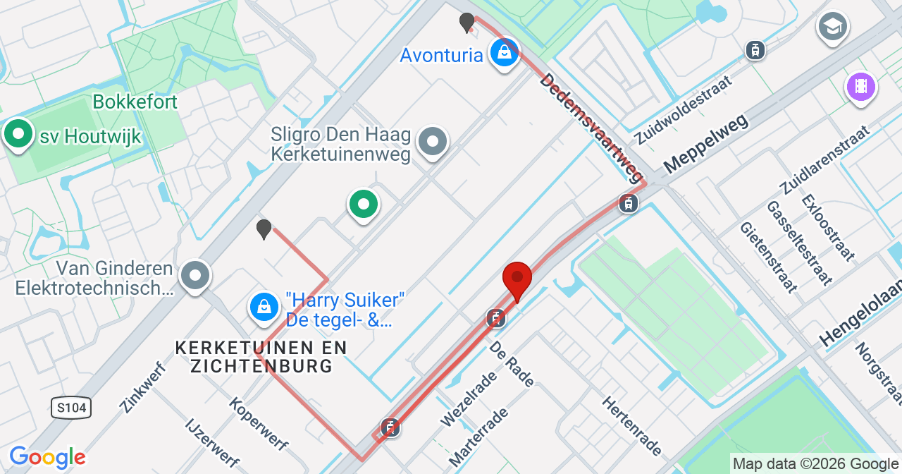 Kaart van het incident in 's-Gravenhage met de aanrijroutes van de gealarmeerde eenheden