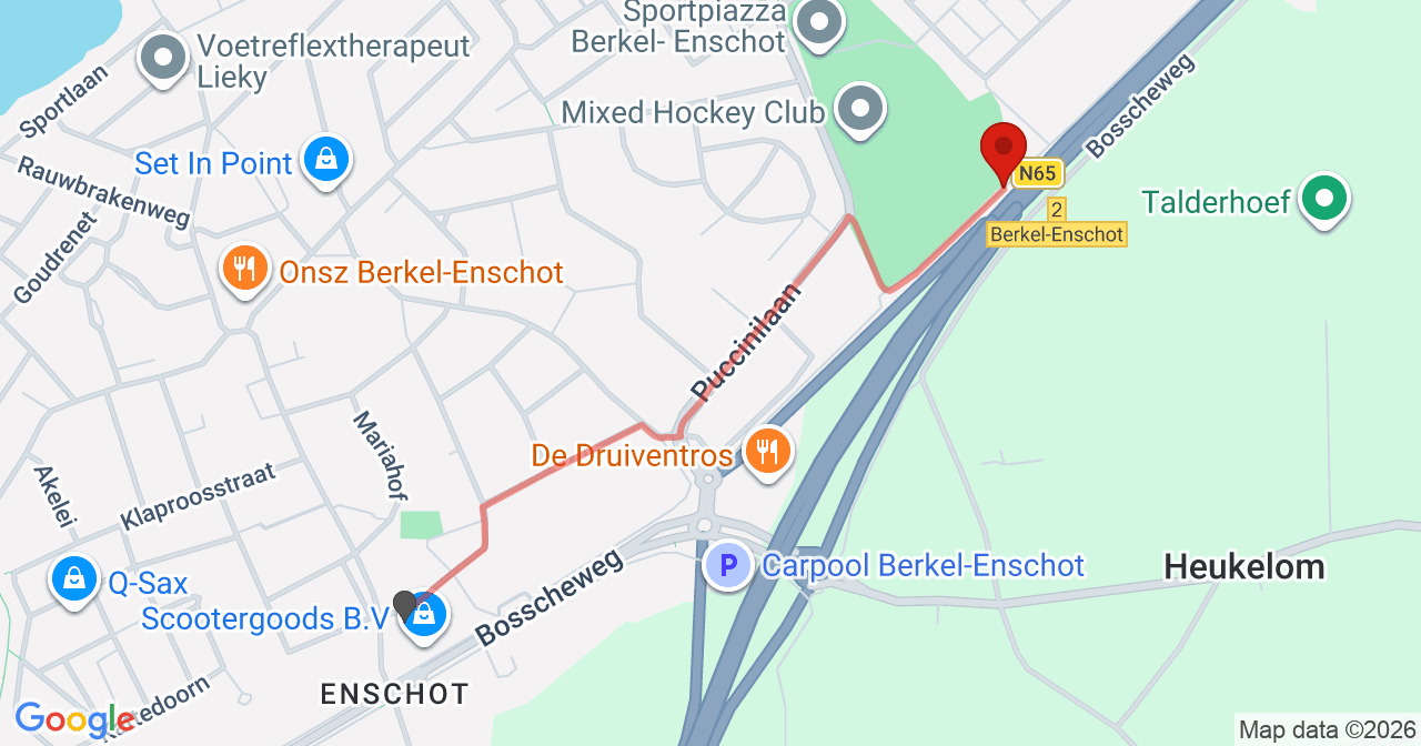 Kaart van het incident in Berkel-Enschot met berekende routes vanaf gealarmeerde posten