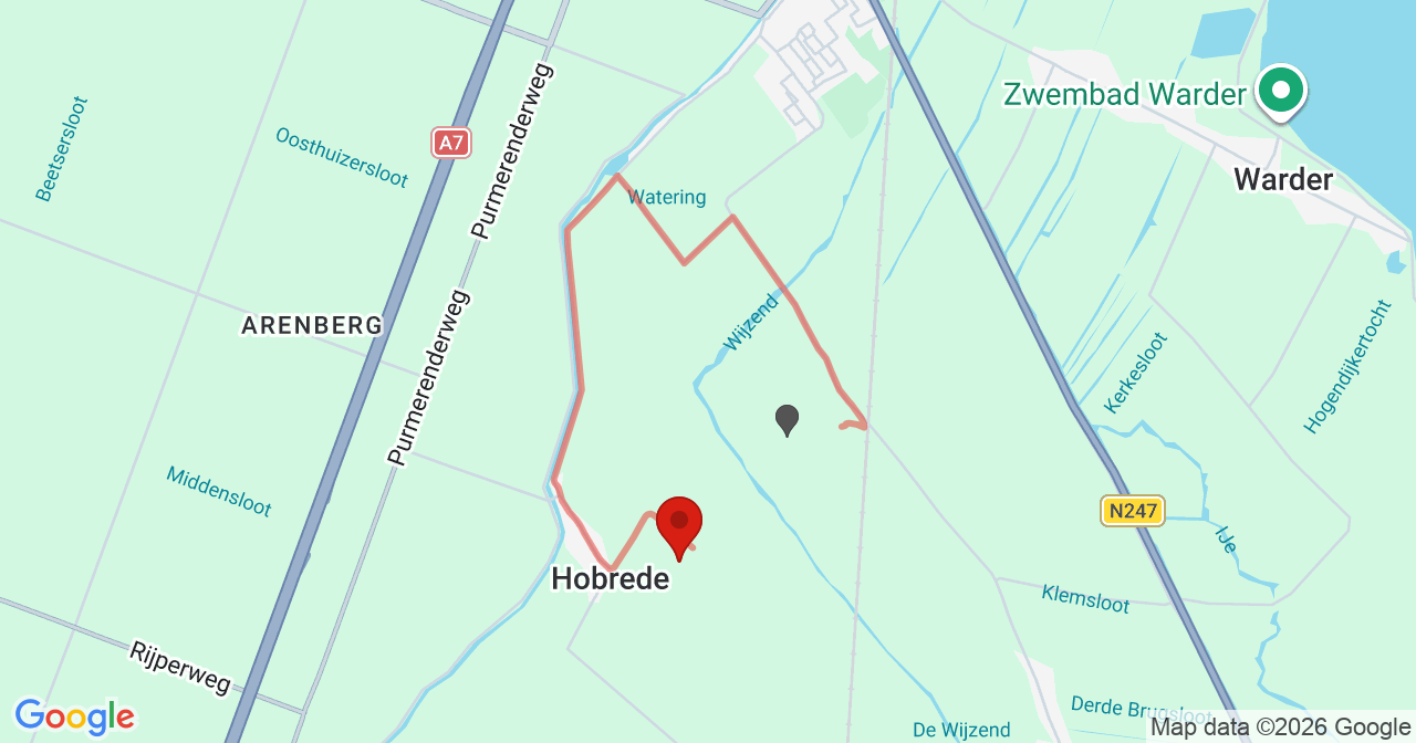 Kaart van het incident in Hobrede met de aanrijroutes van de gealarmeerde eenheden