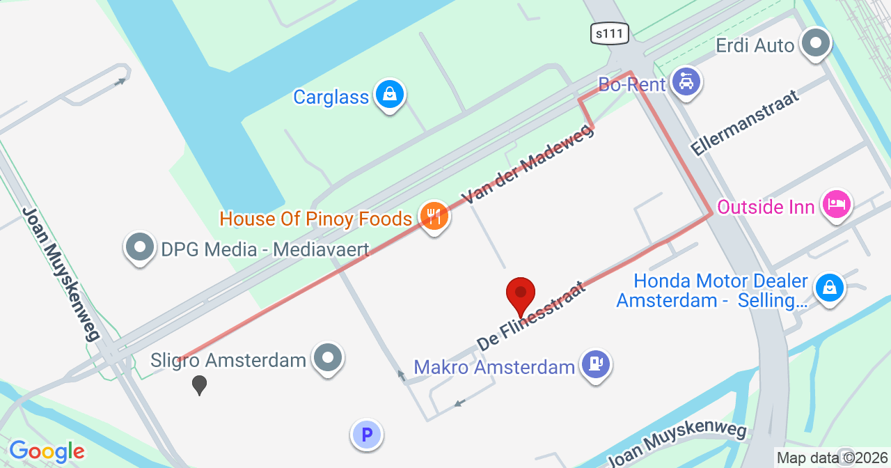 Kaart van het incident in Amsterdam-Duivendrecht met de aanrijroutes van de gealarmeerde eenheden