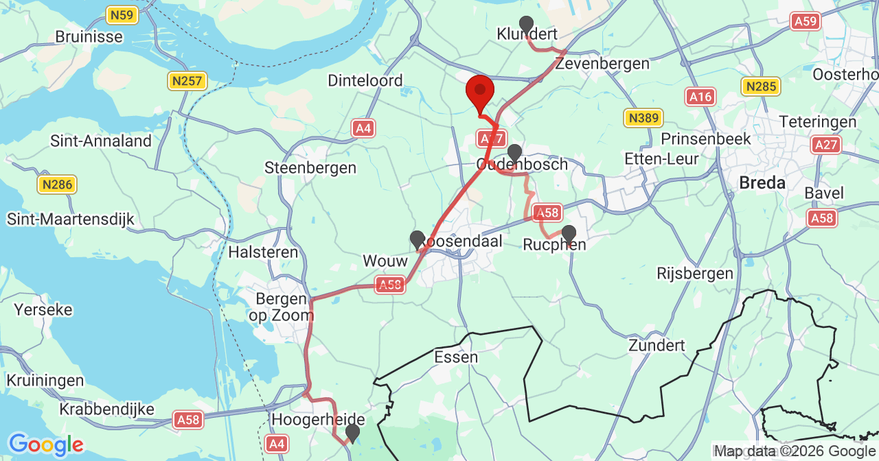 Kaart van het incident in Gastel met de aanrijroutes van de gealarmeerde eenheden