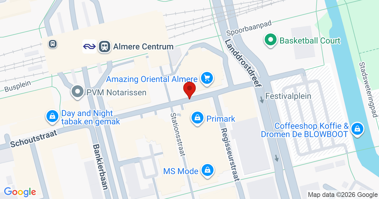 Kaart van het incident in Almere met berekende routes vanaf gealarmeerde posten