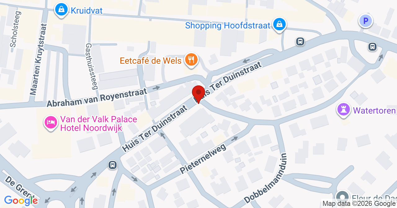 Kaart van het incident in Noordwijk met de aanrijroutes van de gealarmeerde eenheden