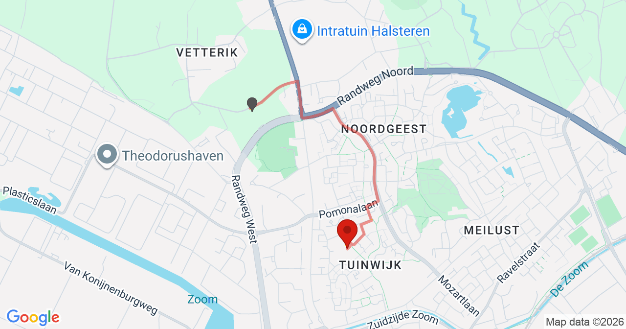 Kaart van het incident in Bergen op Zoom met de aanrijroutes van de gealarmeerde eenheden
