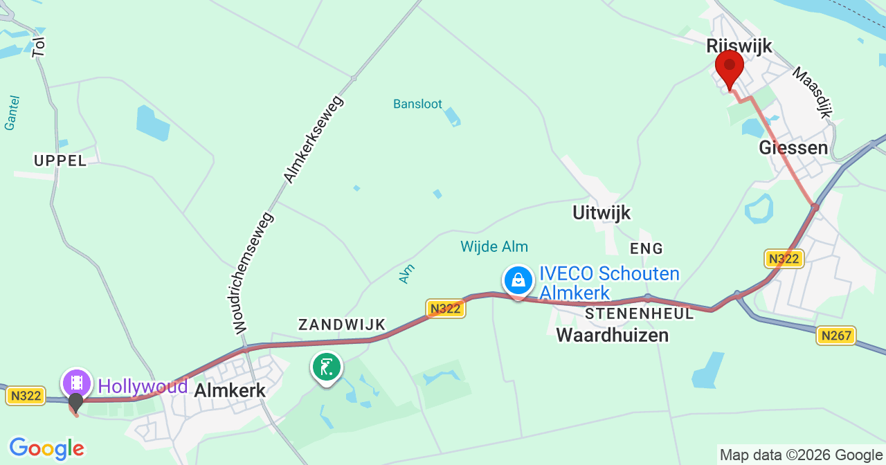 Kaart van het incident in Rijswijk met berekende routes vanaf gealarmeerde posten