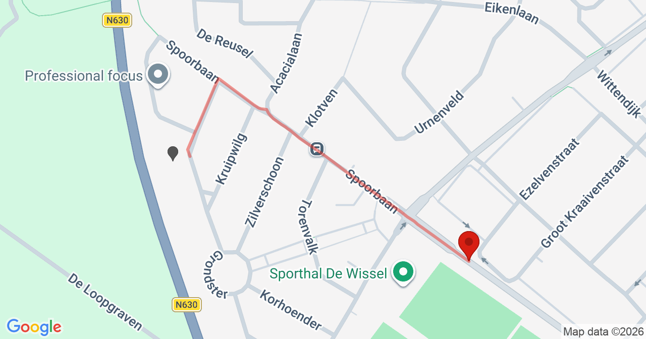 Kaart van het incident in Goirle met de aanrijroutes van de gealarmeerde eenheden