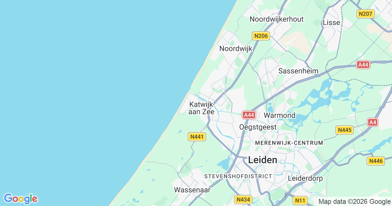 Kaart van het incident in Katwijk met berekende routes vanaf gealarmeerde posten