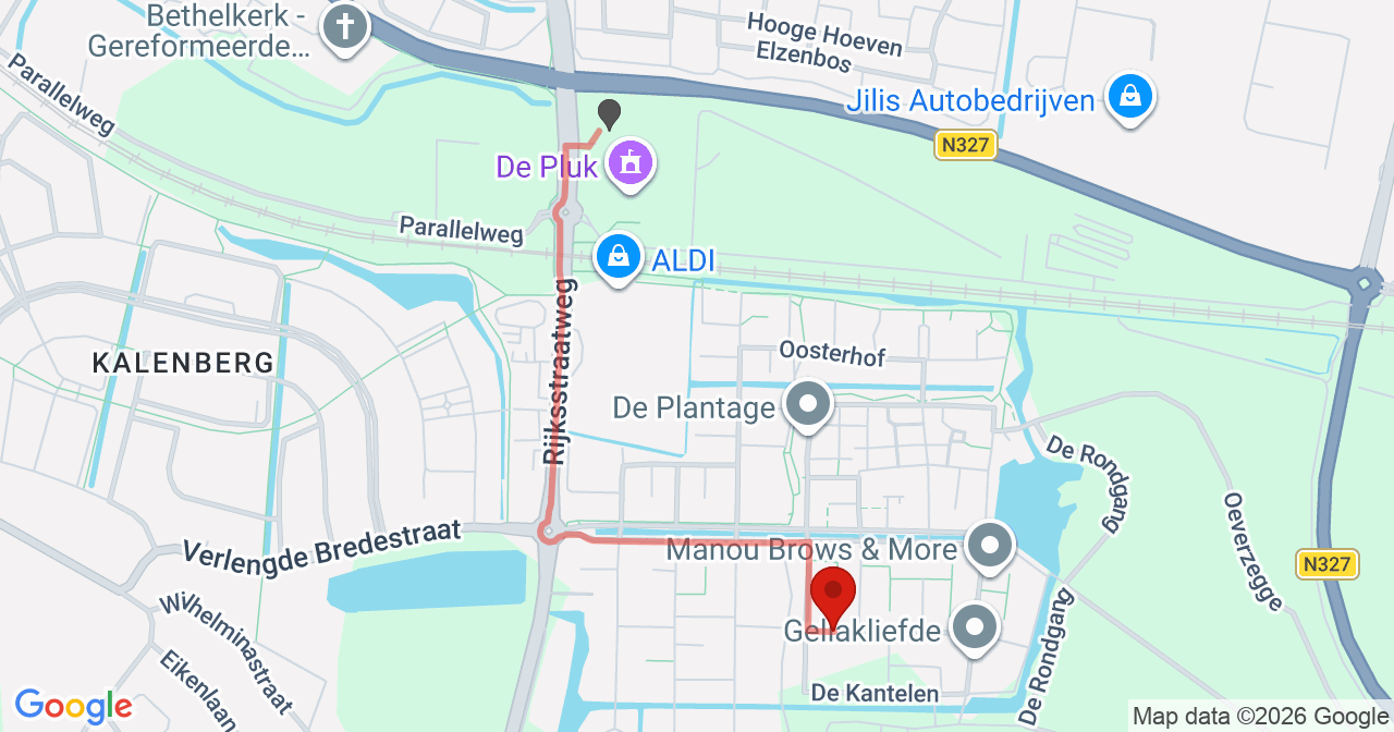 Kaart van het incident in Meteren met de aanrijroutes van de gealarmeerde eenheden