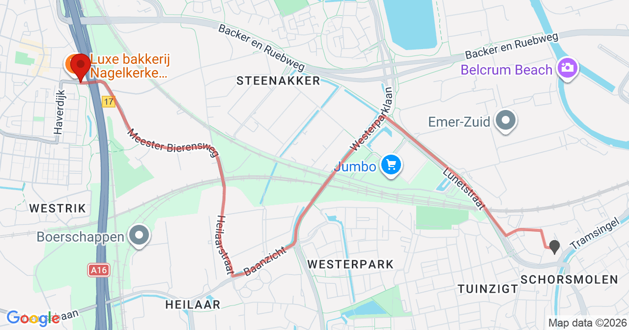 Kaart van het incident in Prinsenbeek met berekende routes vanaf gealarmeerde posten
