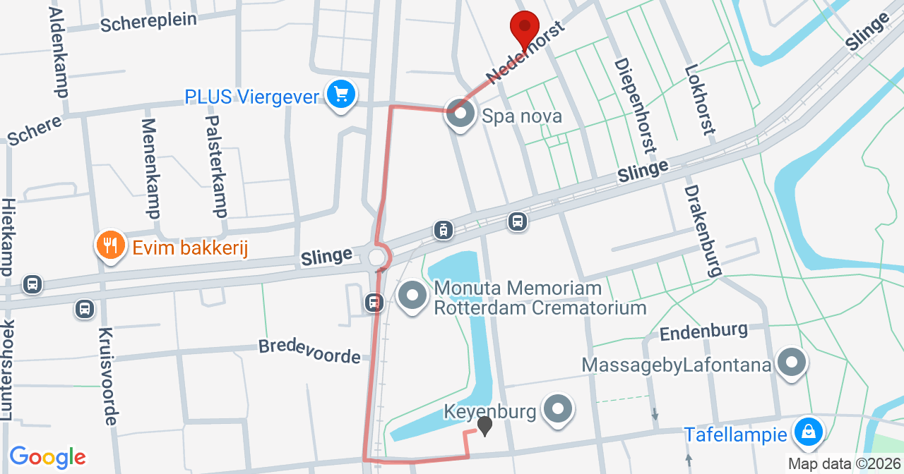 Kaart van het incident in Rotterdam met berekende routes vanaf gealarmeerde posten