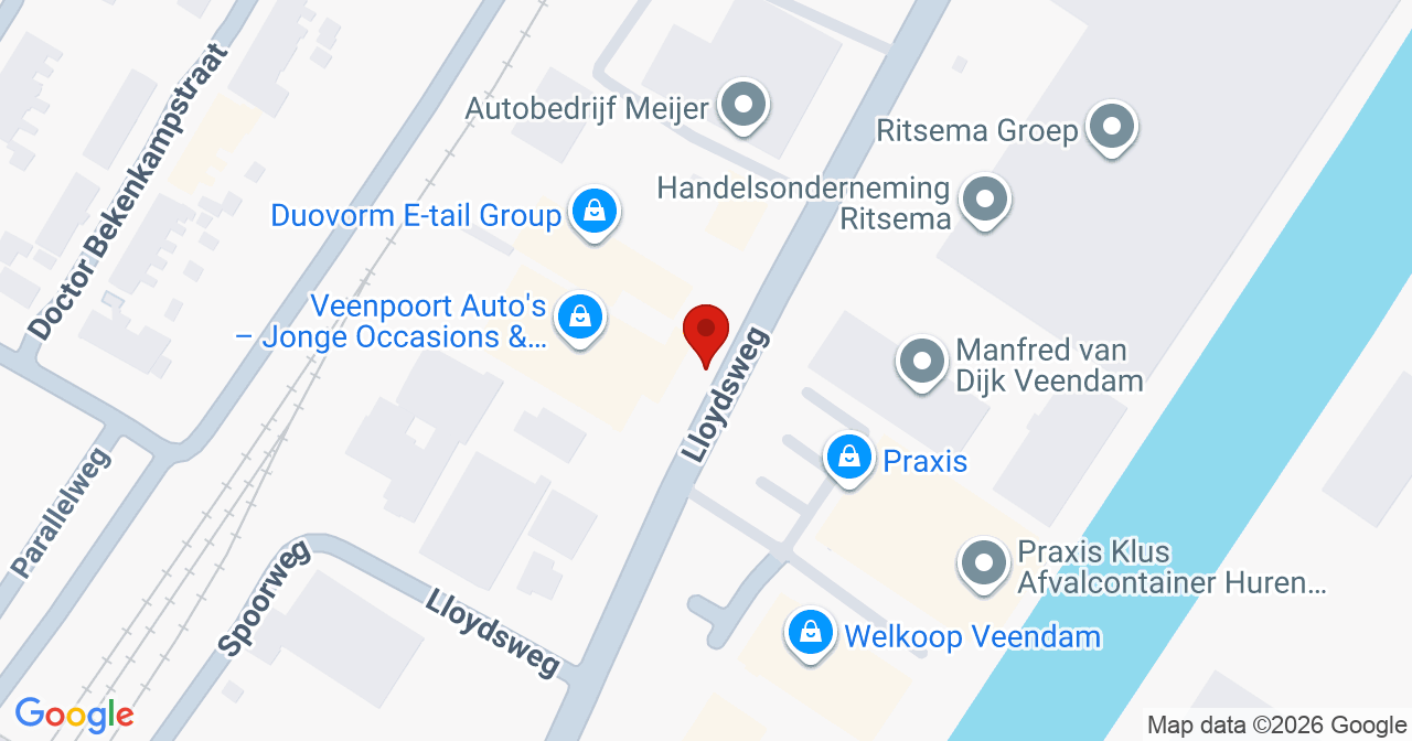 Kaart van het incident in Veendam met de aanrijroutes van de gealarmeerde eenheden