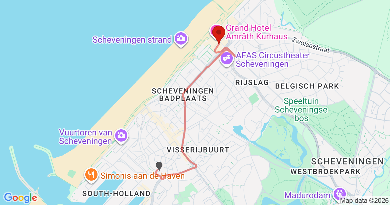 Kaart van het incident in 's-Gravenhage met de aanrijroutes van de gealarmeerde eenheden