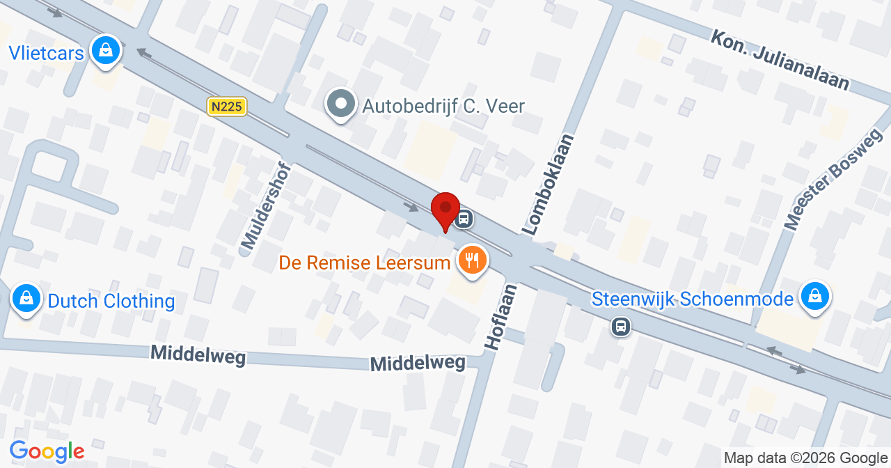 Kaart van het incident in Leersum met berekende routes vanaf gealarmeerde posten