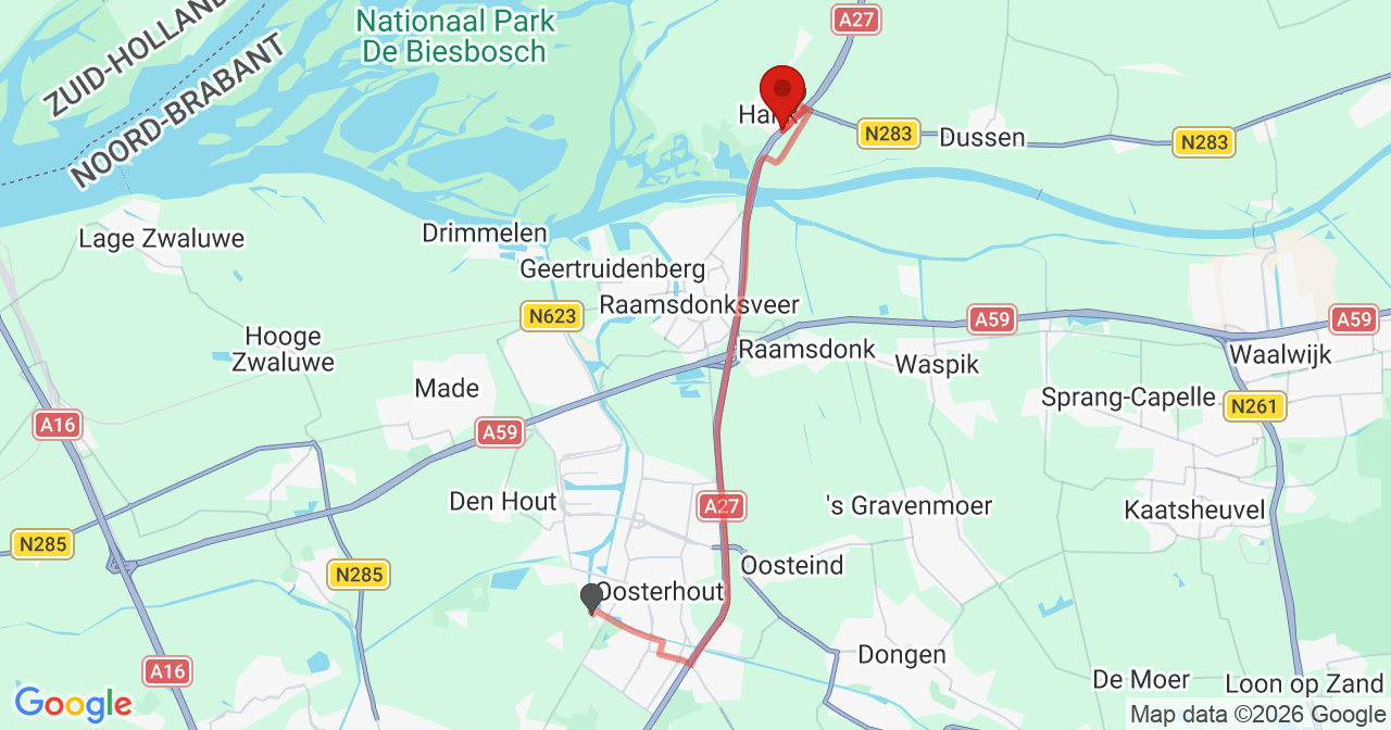 Kaart van het incident in Hank met de aanrijroutes van de gealarmeerde eenheden