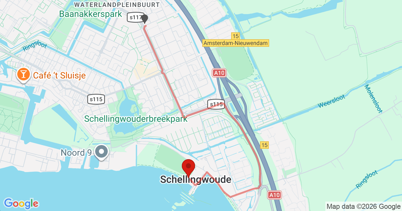 Kaart van het incident in Amsterdam met berekende routes vanaf gealarmeerde posten