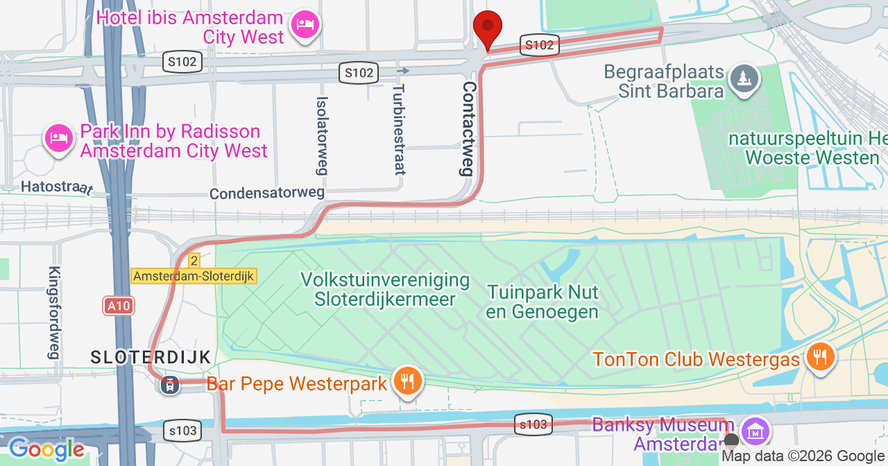 Kaart van het incident in Amsterdam met de aanrijroutes van de gealarmeerde eenheden