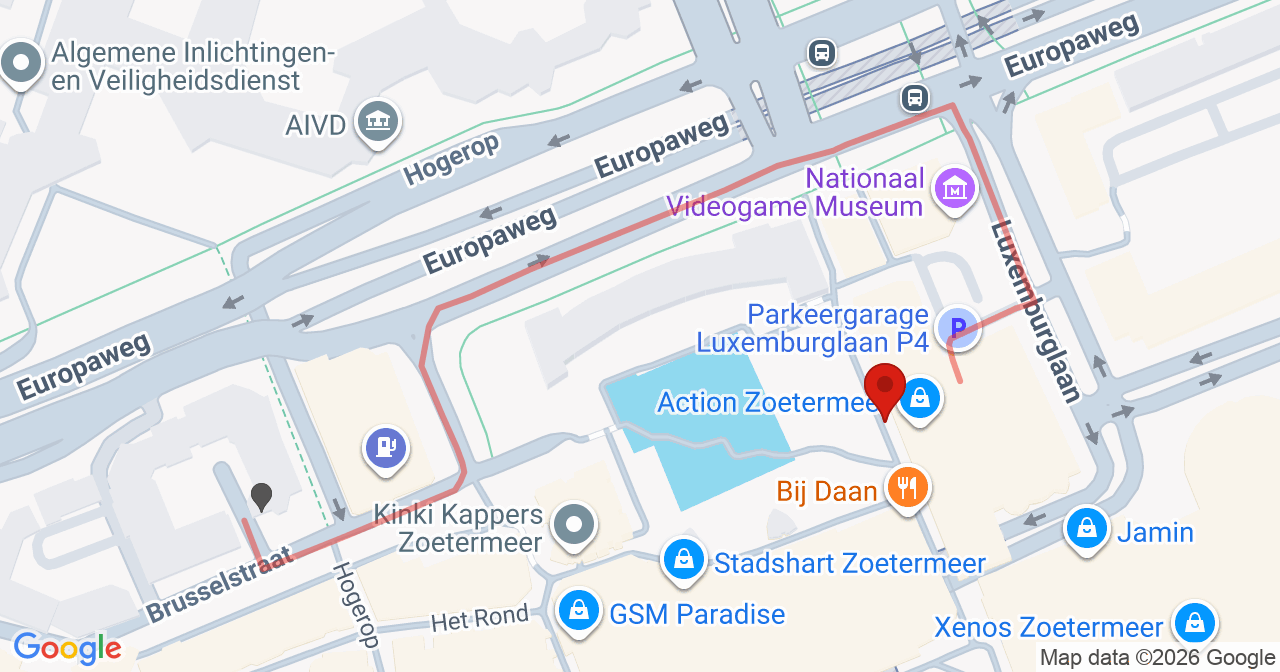 Kaart van het incident in Zoetermeer met de aanrijroutes van de gealarmeerde eenheden