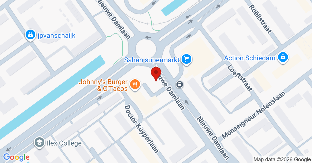Kaart van het incident in Schiedam met de aanrijroutes van de gealarmeerde eenheden