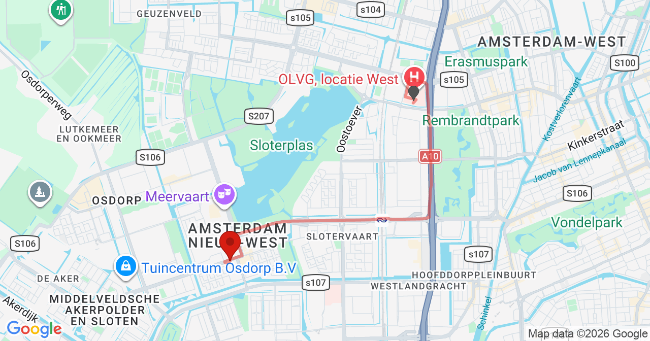Kaart van het incident in Amsterdam met berekende routes vanaf gealarmeerde posten