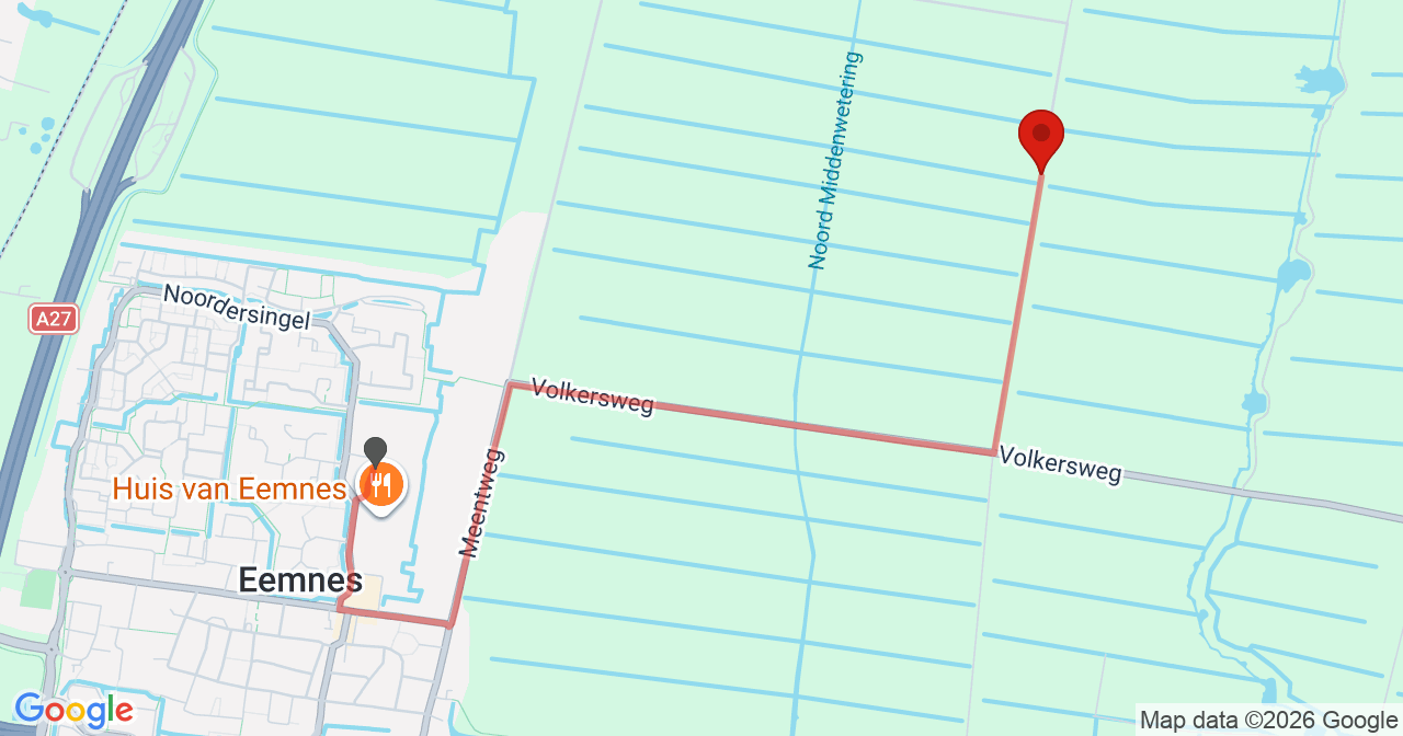 Kaart van het incident in Eemnes met de aanrijroutes van de gealarmeerde eenheden