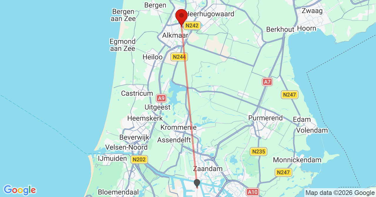 Kaart van het incident in Alkmaar met de aanrijroutes van de gealarmeerde eenheden