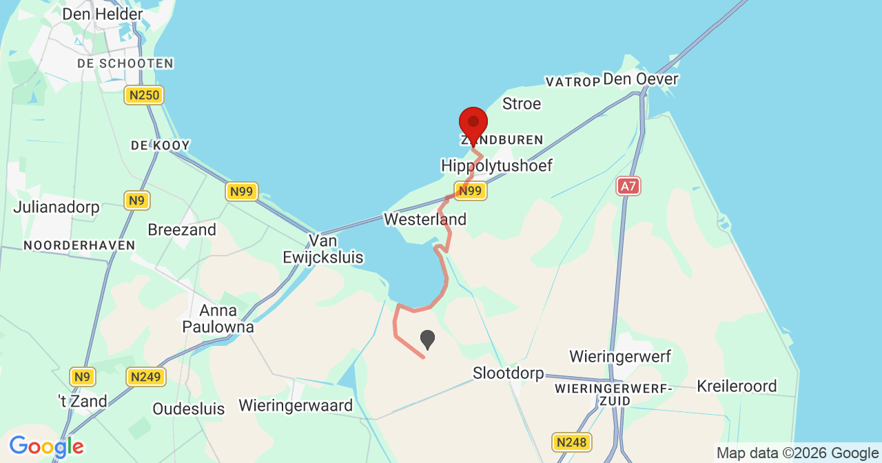 Kaart van het incident in Hippolytushoef met de aanrijroutes van de gealarmeerde eenheden