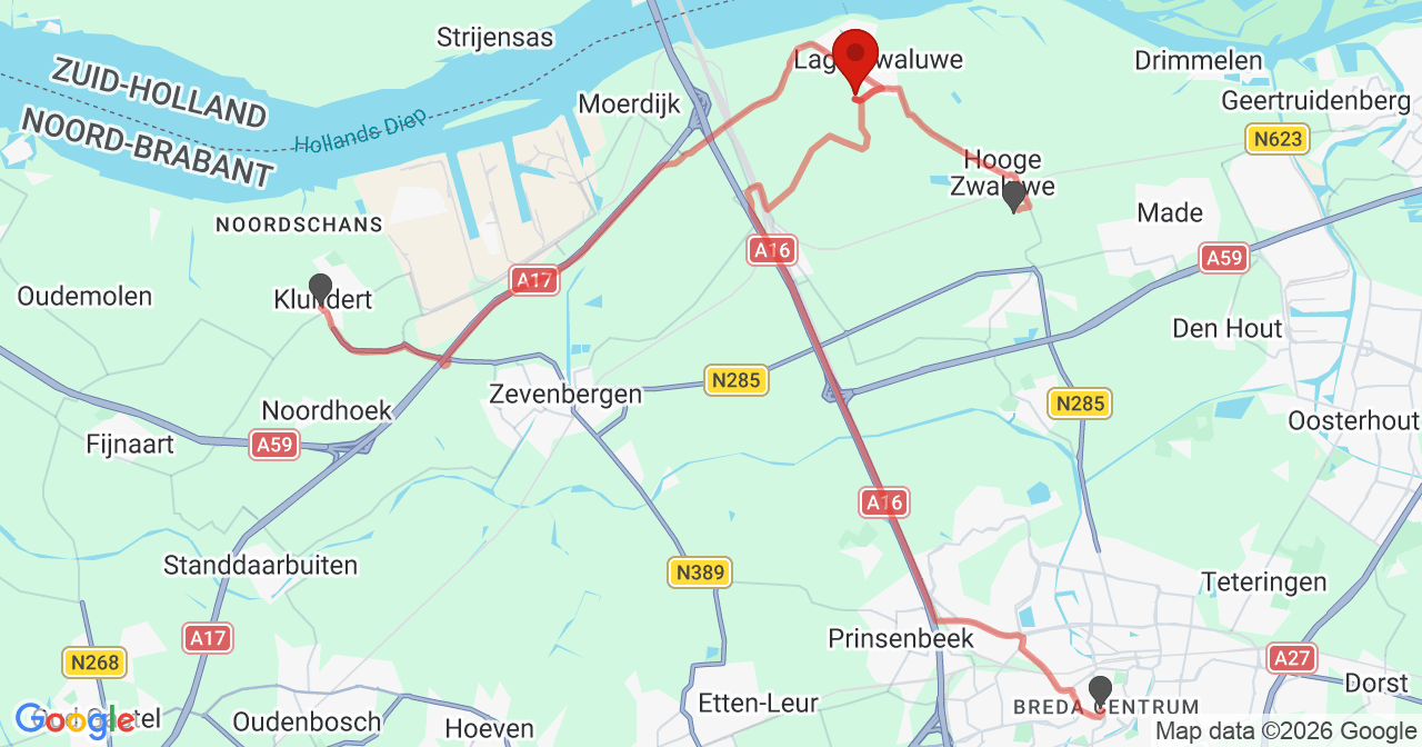 Kaart van het incident in Moerdijk met de aanrijroutes van de gealarmeerde eenheden