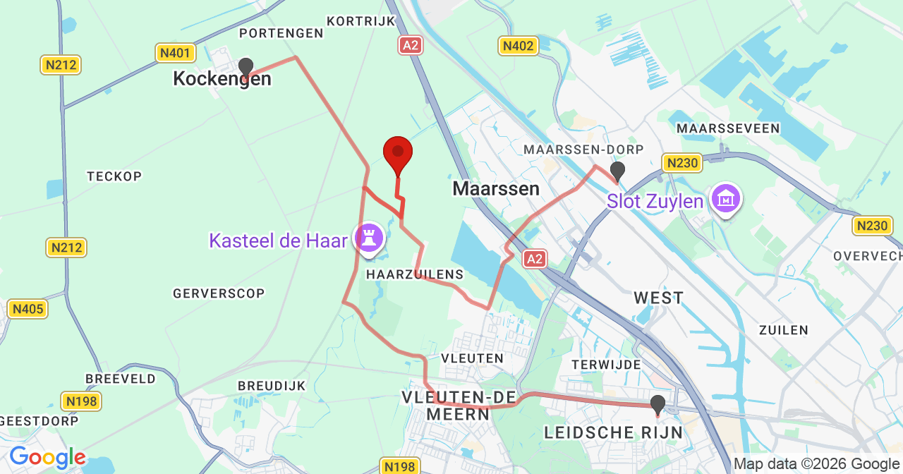 Kaart van het incident in Haarzuilens met de aanrijroutes van de gealarmeerde eenheden