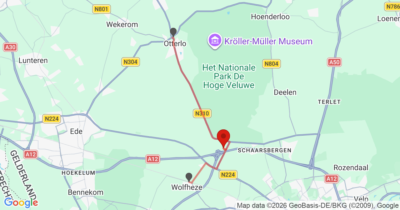 Kaart van het incident in Arnhem met de aanrijroutes van de gealarmeerde eenheden
