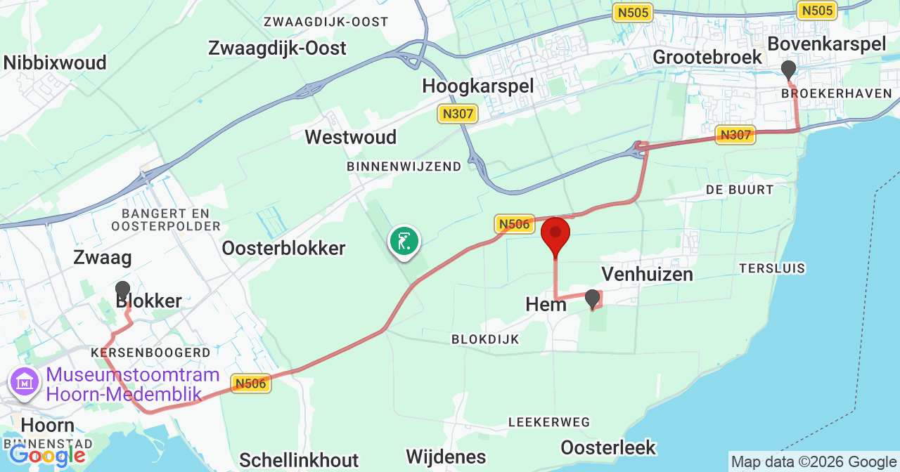 Kaart van het incident in Hem met de aanrijroutes van de gealarmeerde eenheden