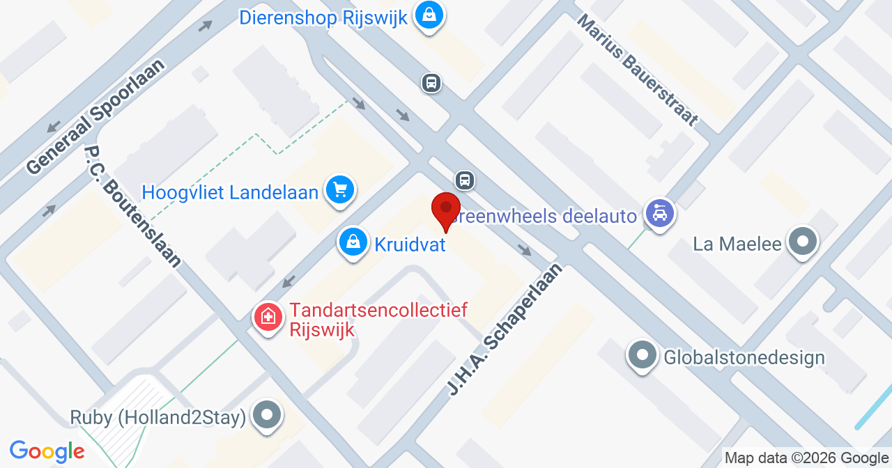 Kaart van het incident in Rijswijk met de aanrijroutes van de gealarmeerde eenheden