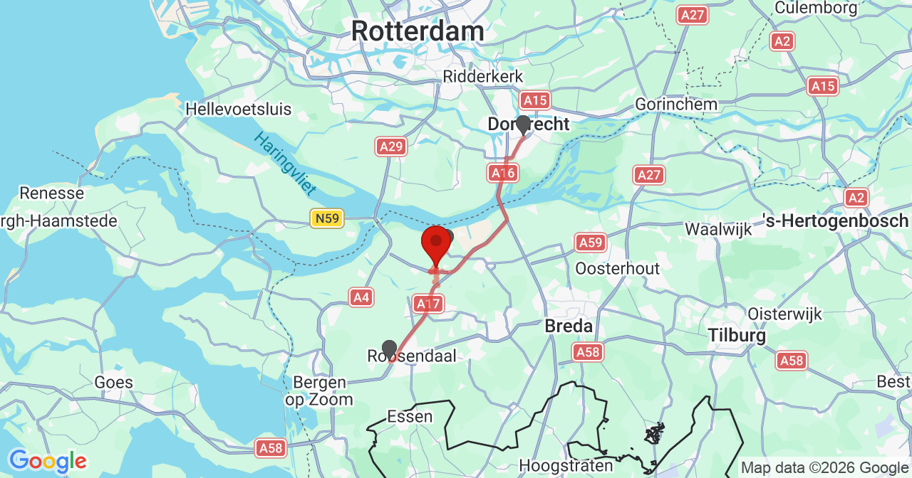 Kaart van het incident in Noordhoek met de aanrijroutes van de gealarmeerde eenheden