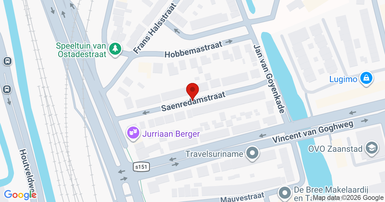 Kaart van het incident in Zaandam met de aanrijroutes van de gealarmeerde eenheden