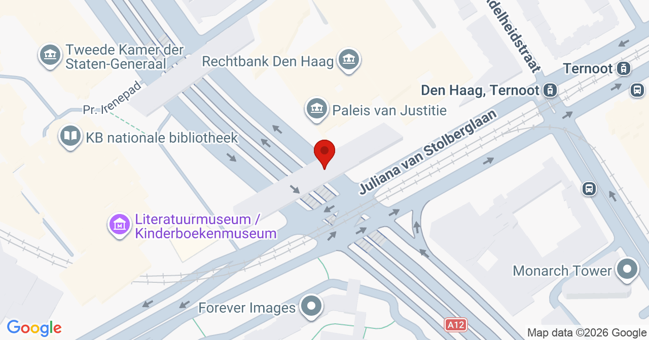 Kaart van het incident in 's-Gravenhage met de aanrijroutes van de gealarmeerde eenheden