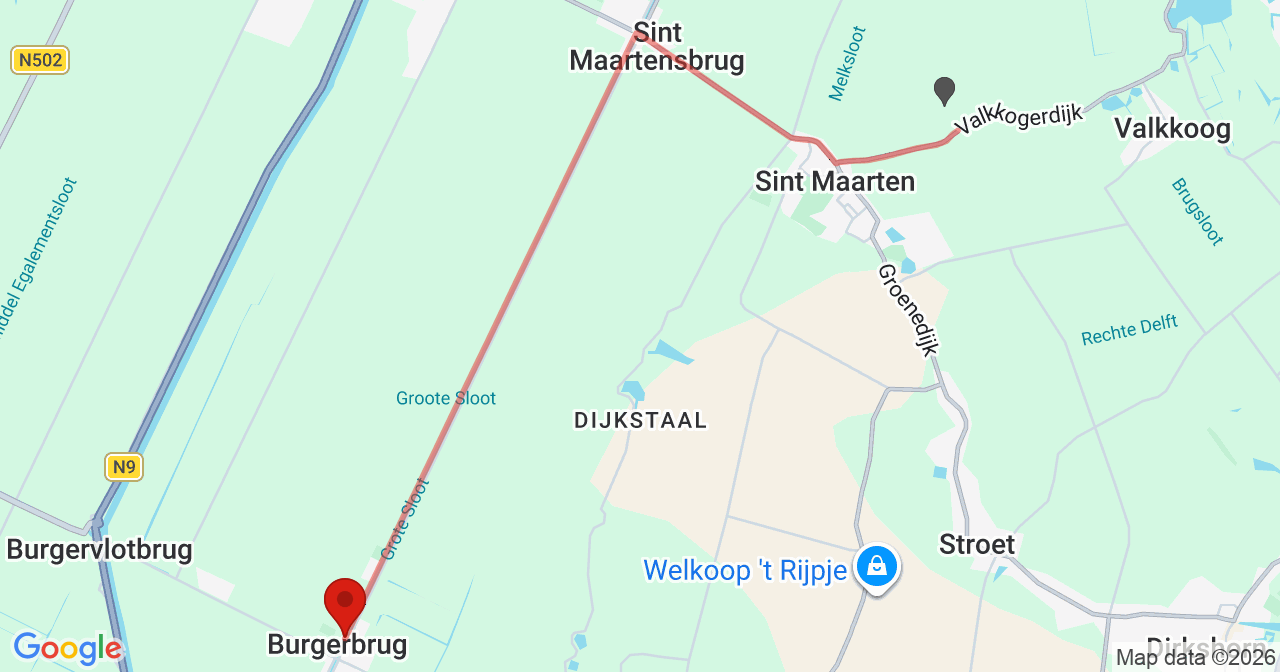 Kaart van het incident in Burgerbrug met de aanrijroutes van de gealarmeerde eenheden