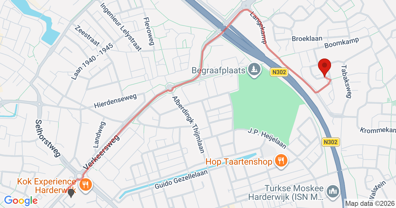 Kaart van het incident in Harderwijk met de aanrijroutes van de gealarmeerde eenheden
