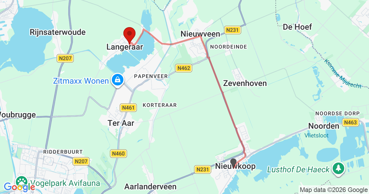 Kaart van het incident in Ter Aar met de aanrijroutes van de gealarmeerde eenheden