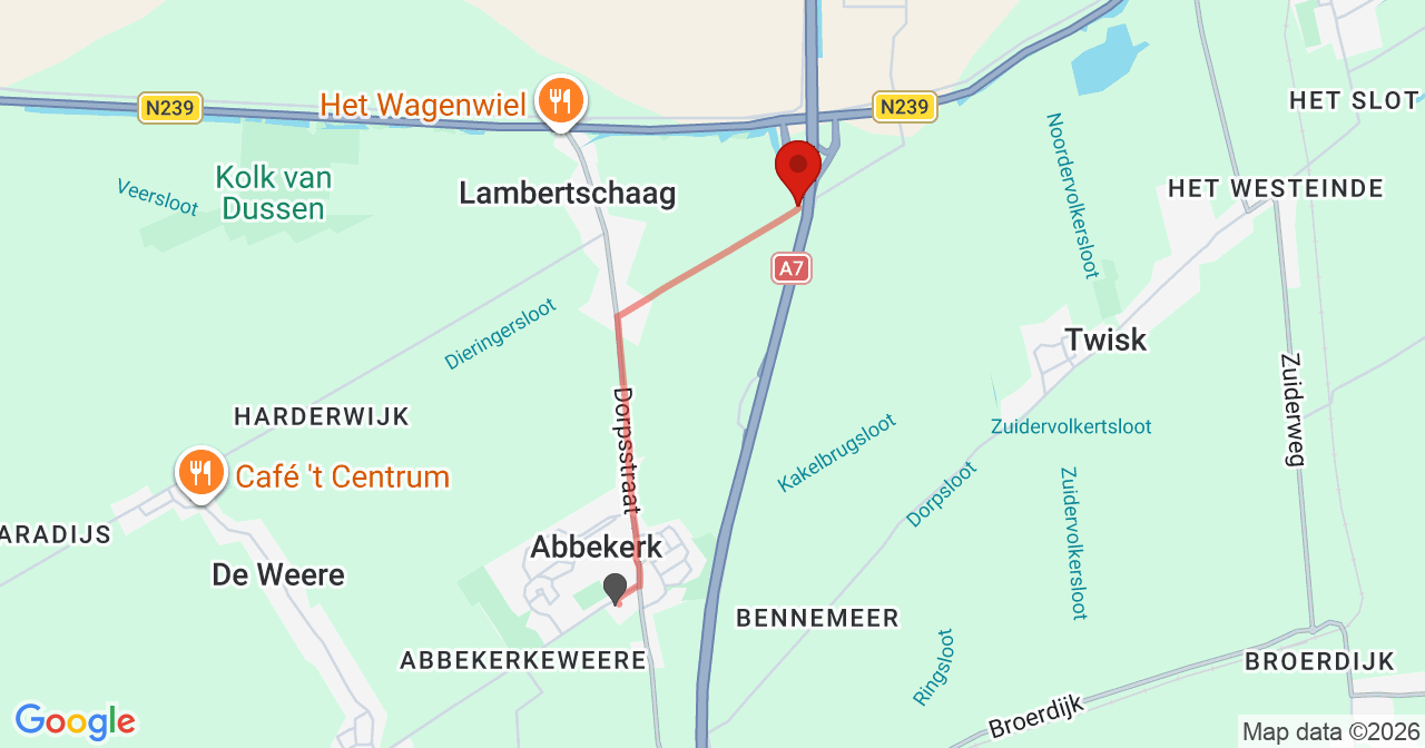 Kaart van het incident in Lambertschaag met de aanrijroutes van de gealarmeerde eenheden