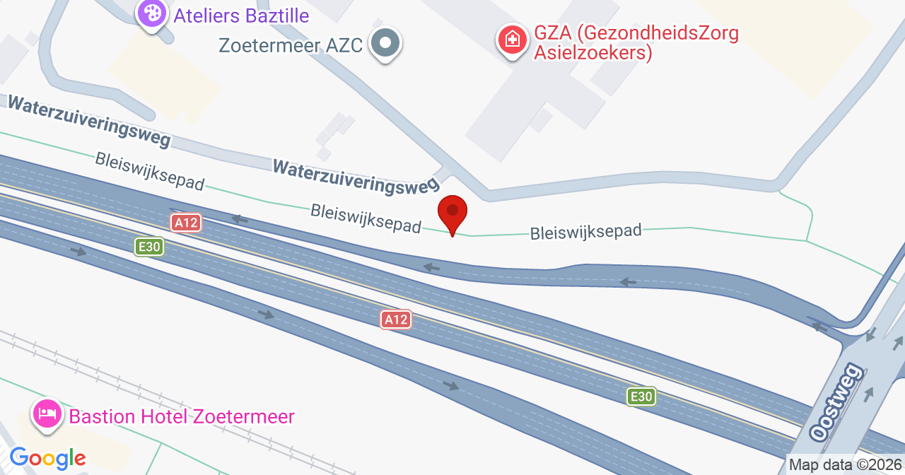 Kaart van het incident in Zoetermeer met de aanrijroutes van de gealarmeerde eenheden