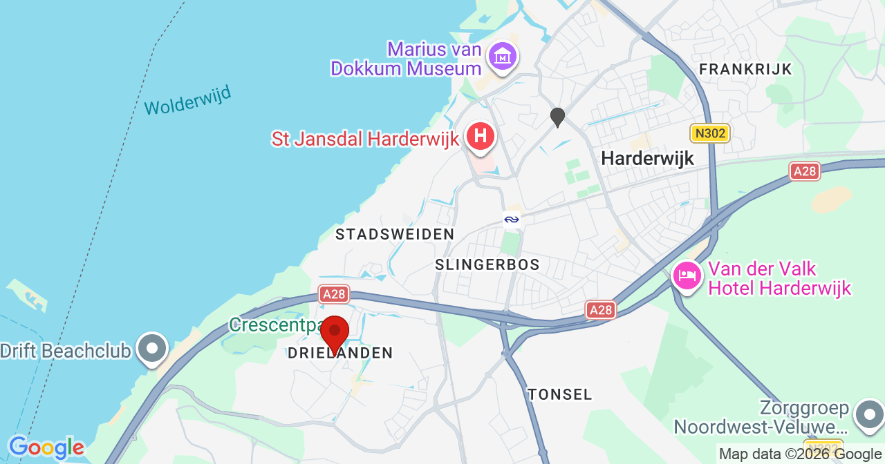 Kaart van het incident in Harderwijk met de aanrijroutes van de gealarmeerde eenheden