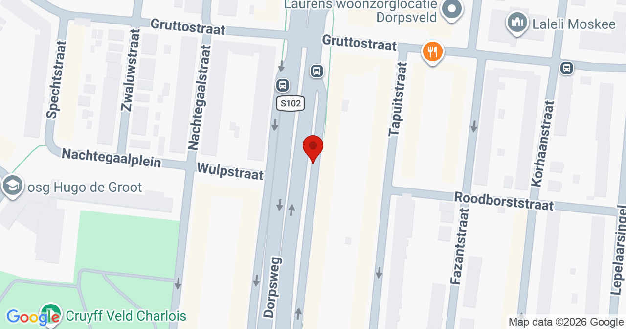 Kaart van het incident in Rotterdam met de aanrijroutes van de gealarmeerde eenheden